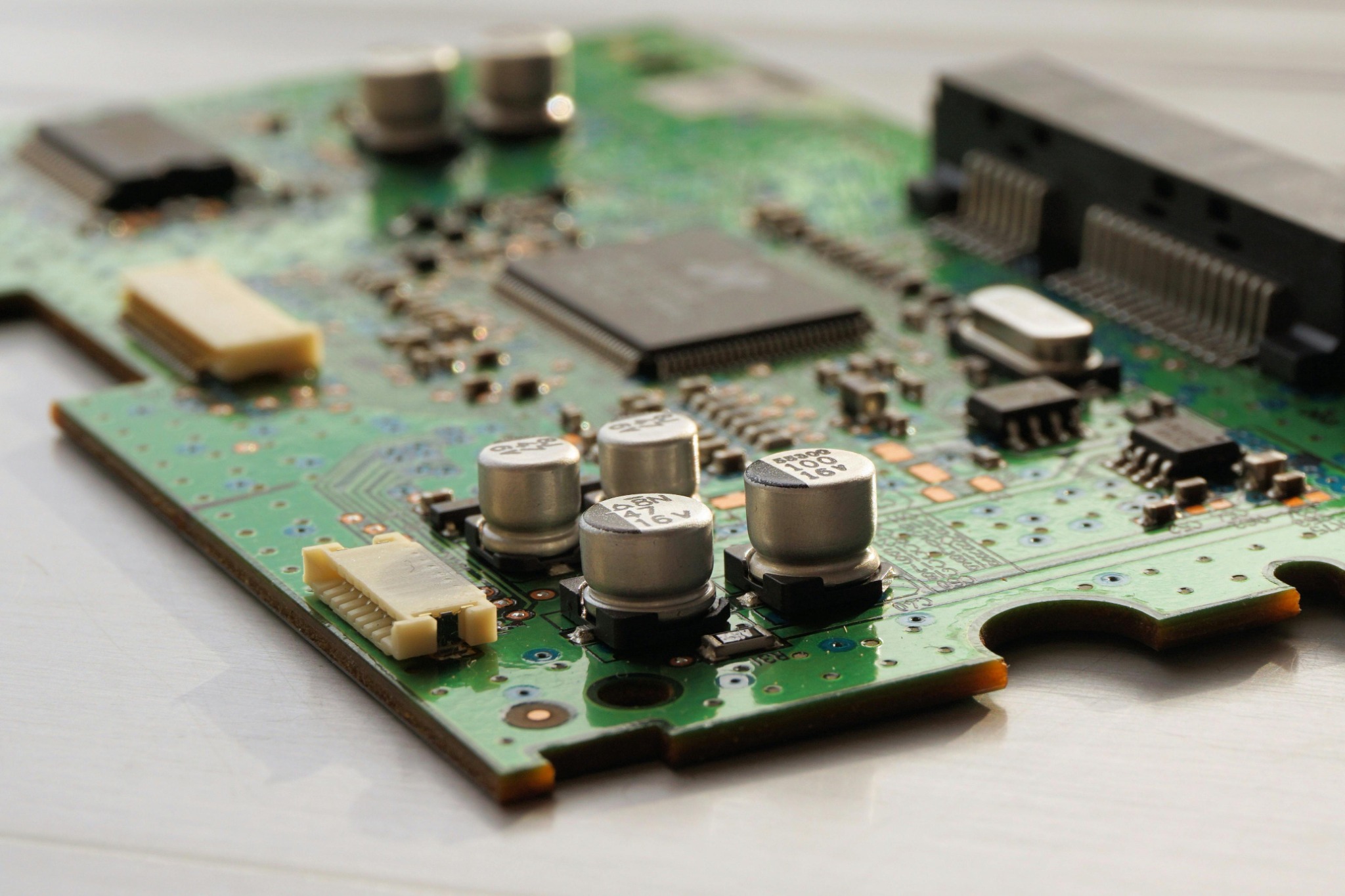 Close view of an embedded electronics circuit board